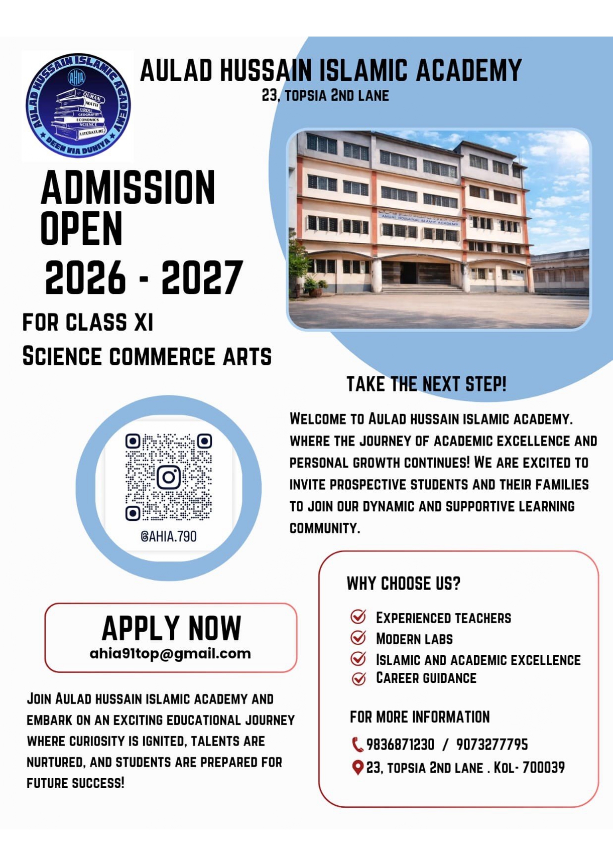 Admission open 2026-2027 poster